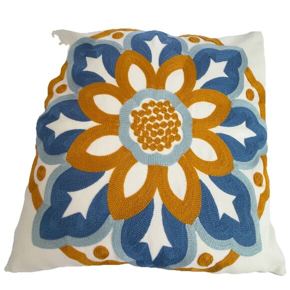 Kittmin Embroidered Boho Fall Floral Decorative Set Of 2 Throw Pillows Couch - Picture 6 of 10